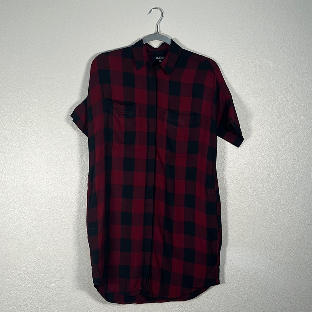 Madewell black and red buffalo plaid button down dress XXS